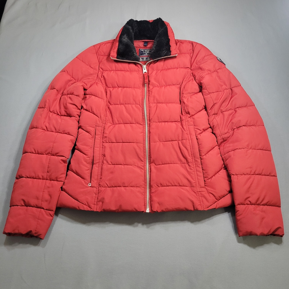 Abercrombie & Fitch Women's Red Puffer Coat
